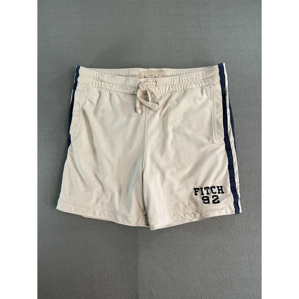 Y2k Abercrombie Fitch Basketball Shorts Mens Large White Mesh Elastic Fitch